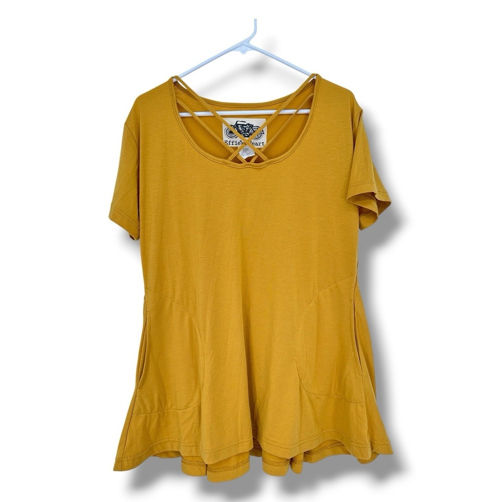 Effie's Heart Portland Blouse XL Goldrush Mustard Tunic Top NWT Lagenlook Boho